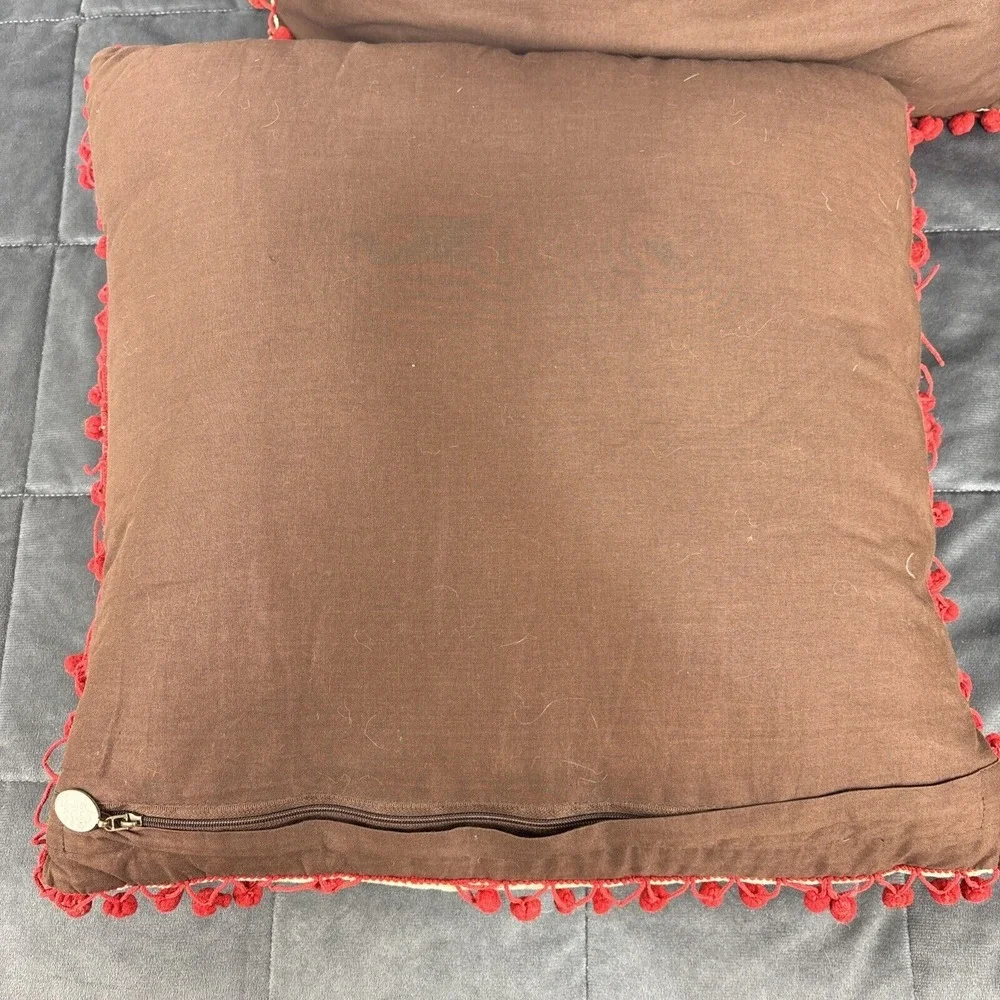 Pier 1 Embroidered Boho Pillows 2 Throw & 1 Lumbar Floral Stripe Earthy Neutrals